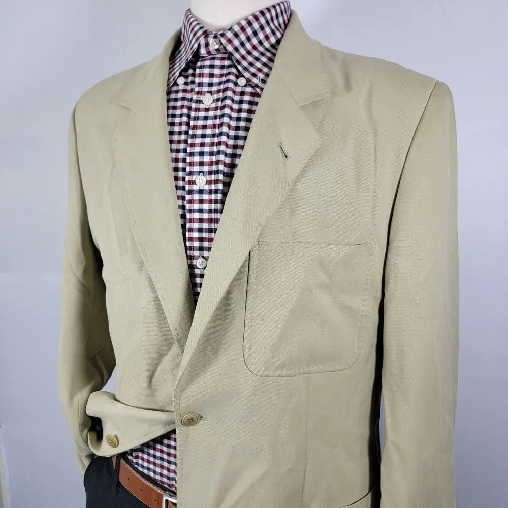 Nat Nast Men's Sport Coat Blazer Two Button Beige Twill 100%‎ Silk Size Medium